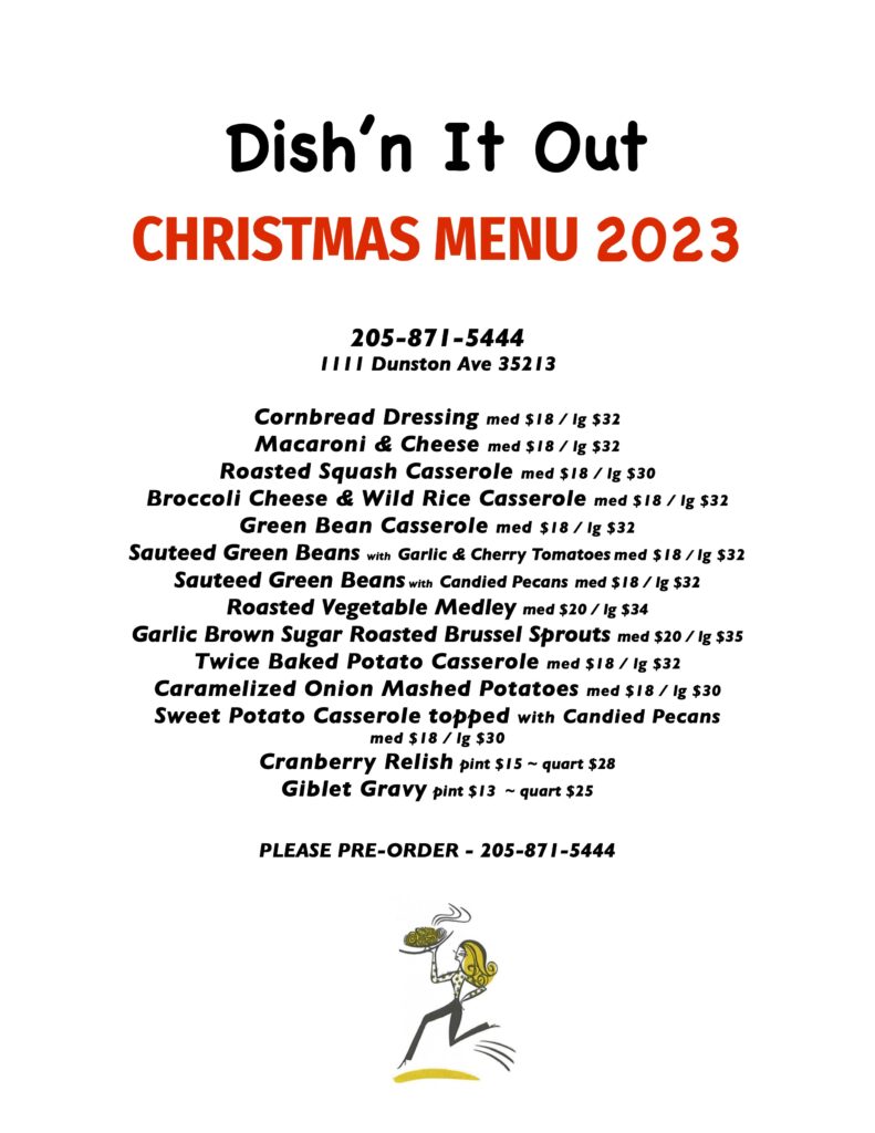 Dish'n It Out Christmas Menu 2023